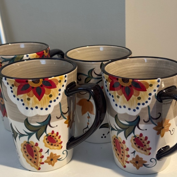 Colorful Floral Ceramic Mug with Black Handle - Picture 5 of 5